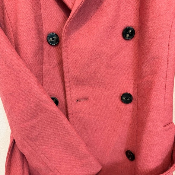 Express Womens Classic Trench Pea Coat in Blush Pink size XS Wool Blend Belted - Picture 4 of 8